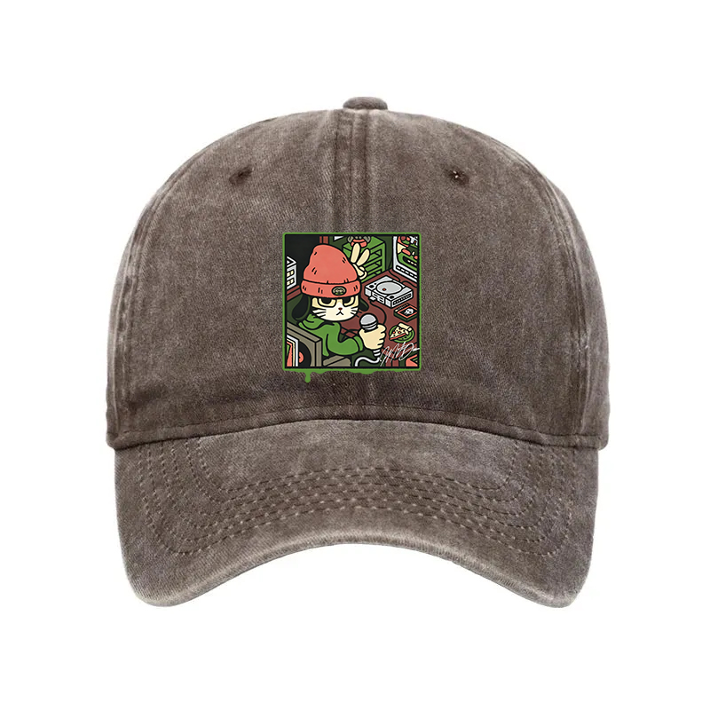 Modecanvas Rapper Cat Washed Cap-modecanvas