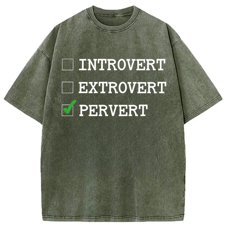 Modecanvas Introvert Extrovert Pervert DTG Printing Washed T-Shirt