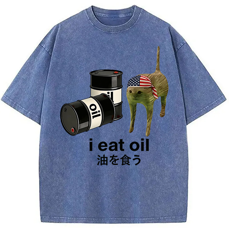 Modecanvas I Eat Oil DTG Printing Washed T-Shirt
