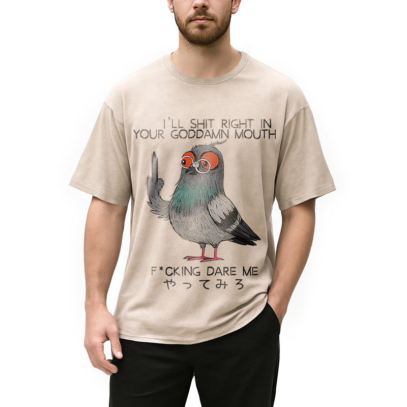 Modecanvas Angry Pigeon Washed T-Shirt