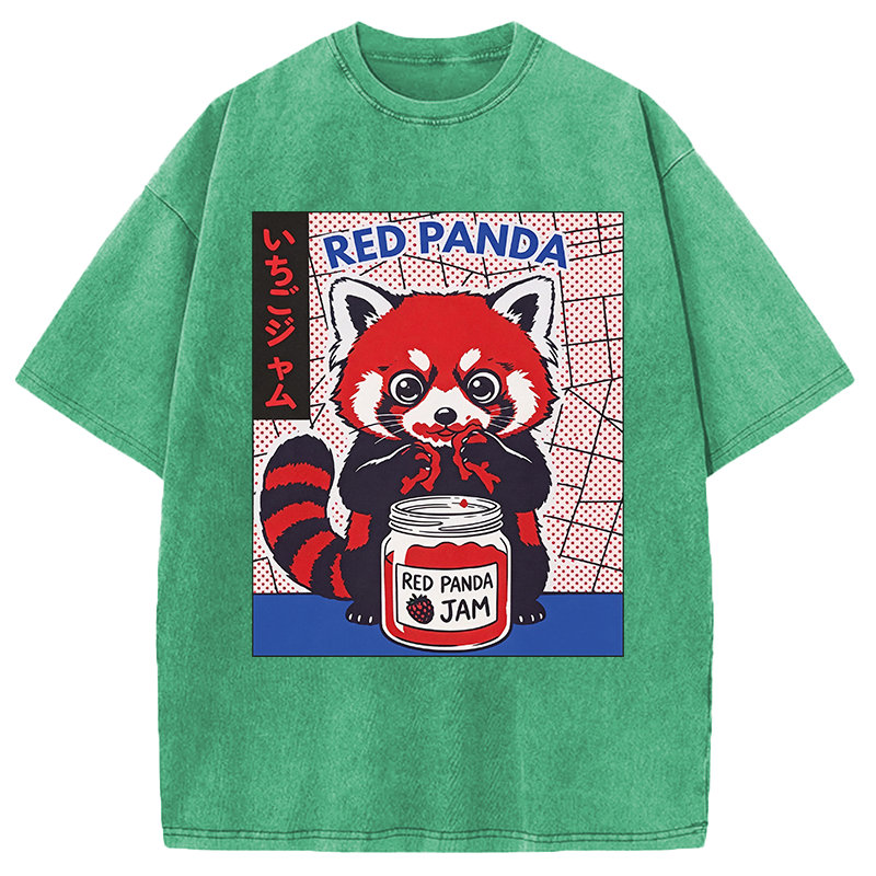 Modecanvas Red Panda DTG Printing Washed T-Shirt