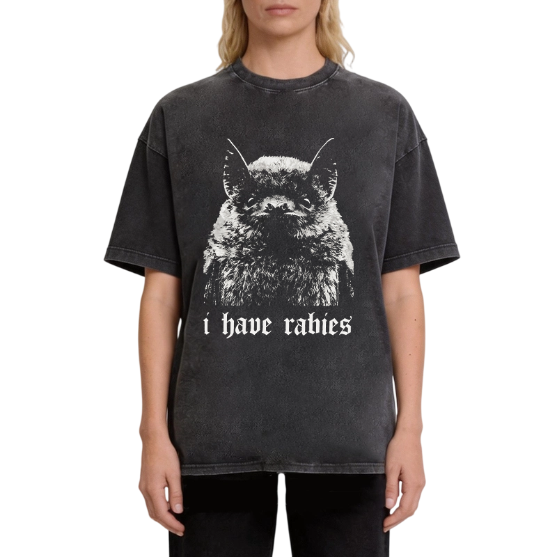 Modecanvas I Have Rabies DTG Printing Washed T-Shirt