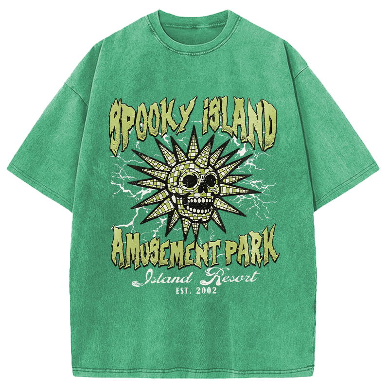 Modecanvas Spooky Island DTG Printing Washed T-Shirt