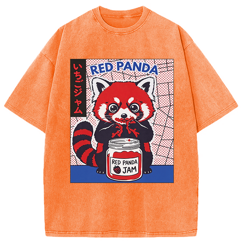 Modecanvas Red Panda DTG Printing Washed T-Shirt