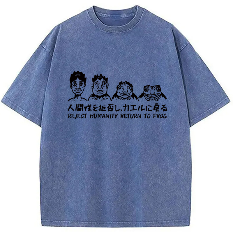 Modecanvas Reject Humanity Return To Frog Washed T-Shirt