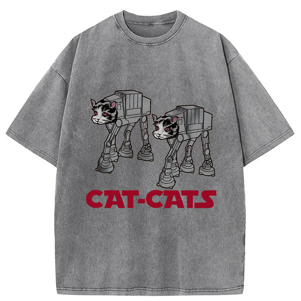 Modecanvas Walking Robot Cat Washed T-Shirt