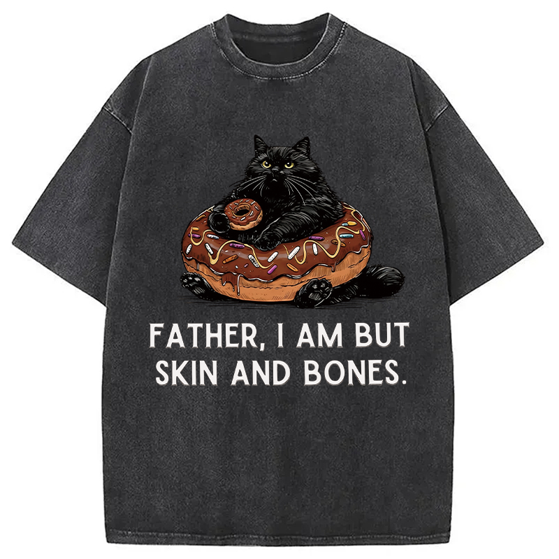 Modecanvas Fat Cat Is Begging Washed T-Shirt