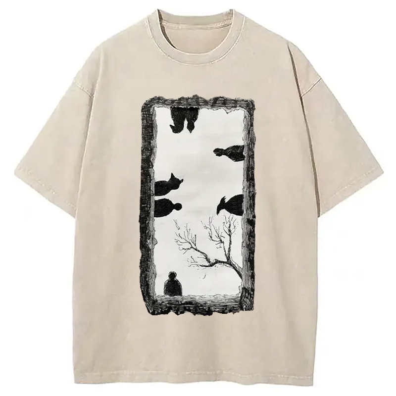 Modecanvas Cats Watching You Washed T-Shirt