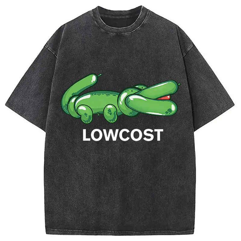 Modecanvas LOWCOST Funny Crocodile DTG Printing Washed T-Shirt