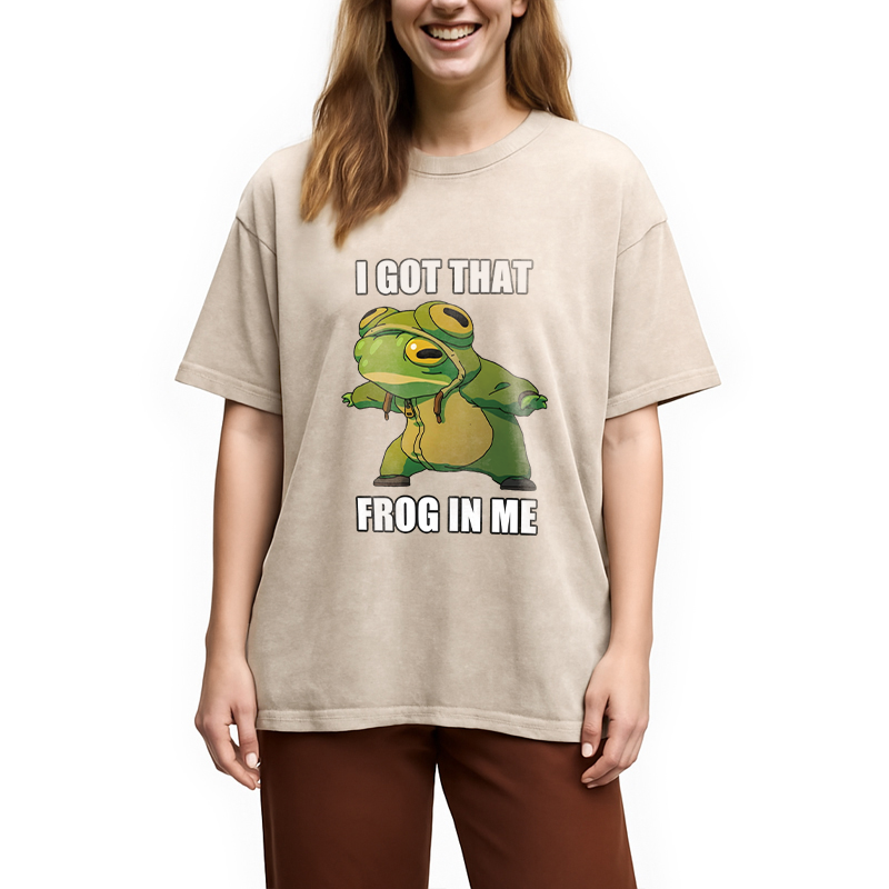Modecanvas I Got That Frog In Me Funny DTG Printing Washed T-Shirt