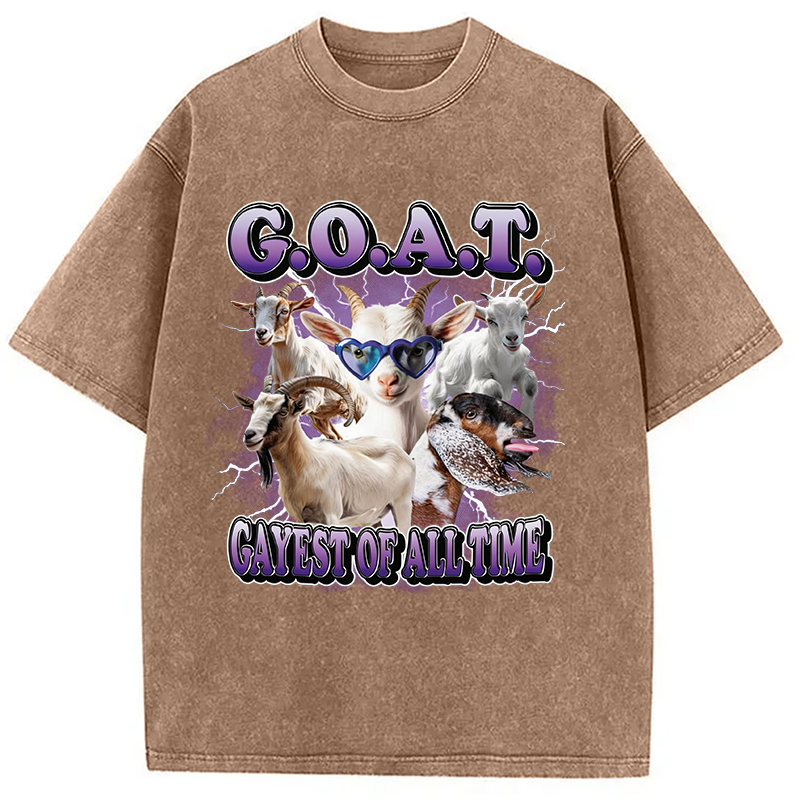 Modecanvas GOAT Gayest Of All Time DTG Printing Washed T-Shirt