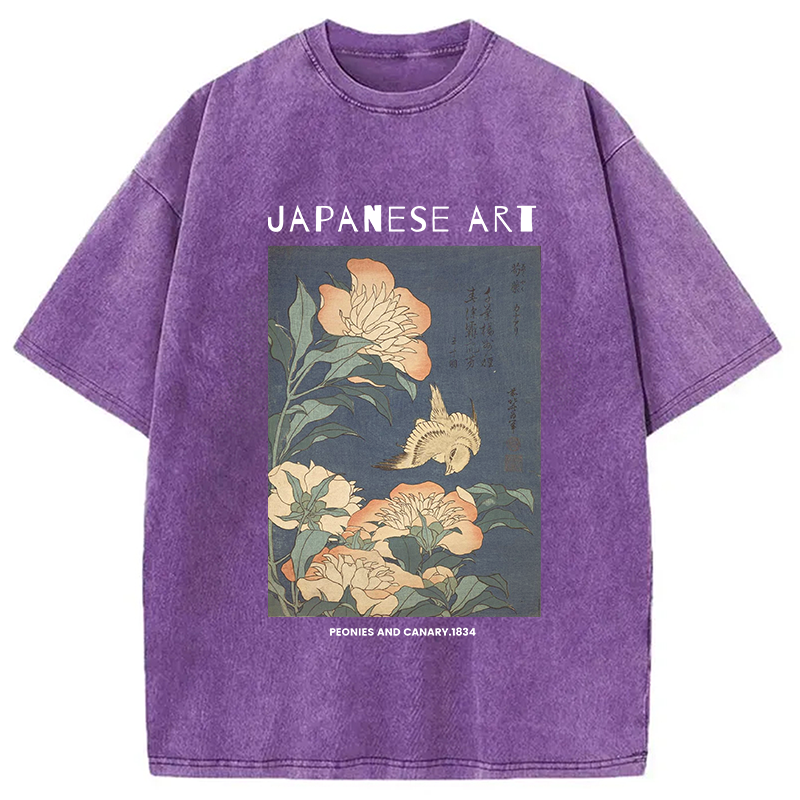 Modecanvas Peonies and Cherry Washed T-Shirt