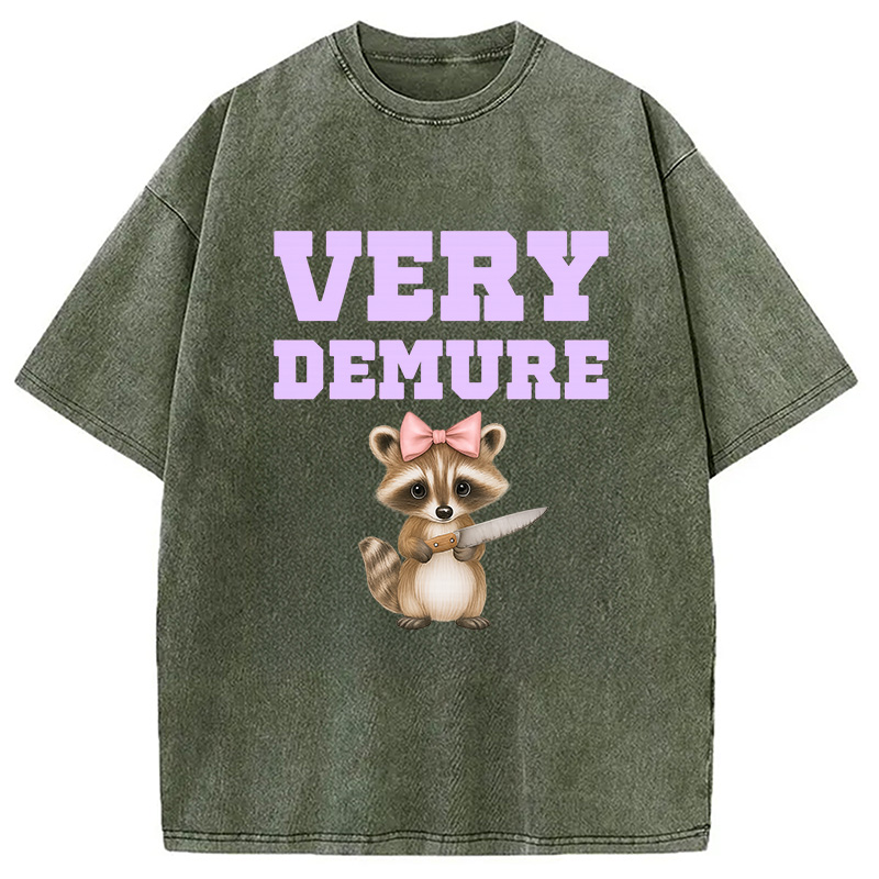 Modecanvas Very Demure Raccoon Washed T-Shirt