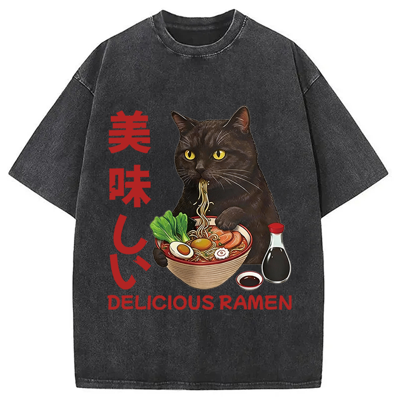 Modecanvas Delicious Ramen DTG Printing Washed T-Shirt
