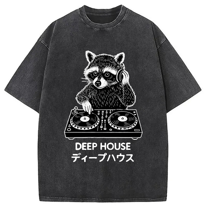 Modecanvas DJ Raccoon Washed T-Shirt