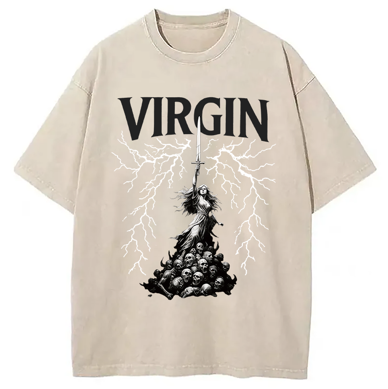 Modecanvas Virgin Maiden Gothic DTG Printing Washed T-Shirt