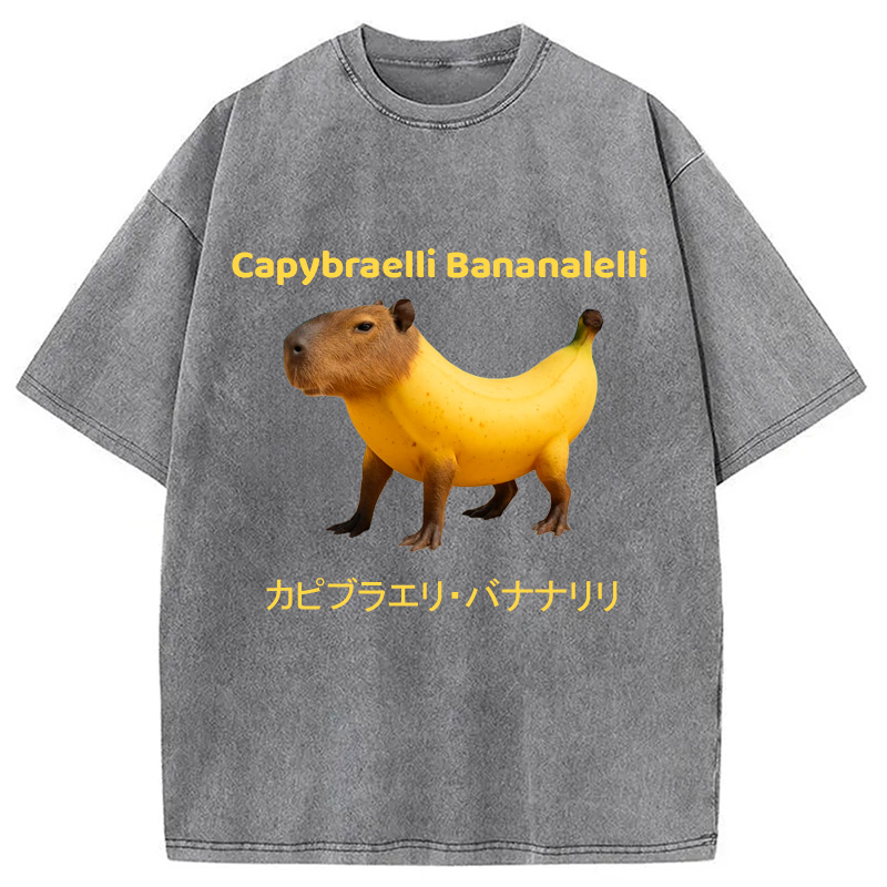 Modecanvas Capybraelli Bananalelli  Washed T-Shirt