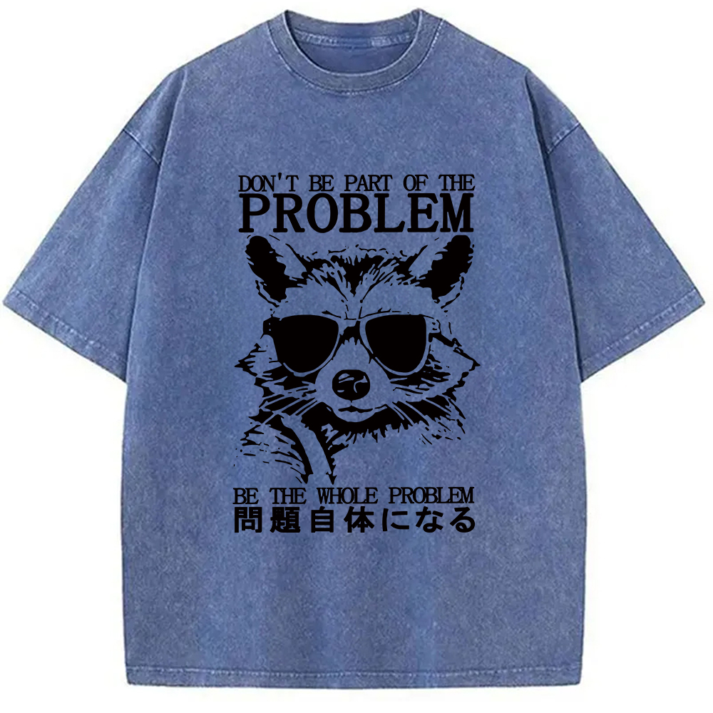 Modecanvas Be The Whole Problem Raccoon Washed T-Shirt-modecanvas