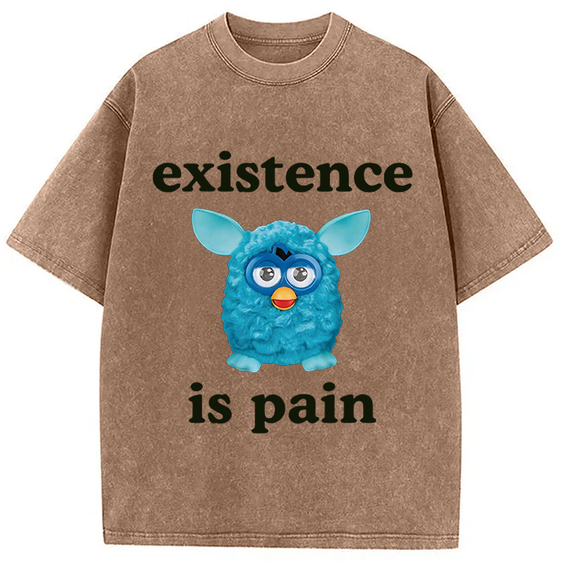 Modecanvas Existence Is Pain DTG Printing Washed T-Shirt