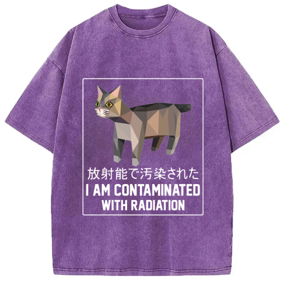 Modecanvas I Am Contaminated with Radiation Meme Washed T-Shirt-modecanvas