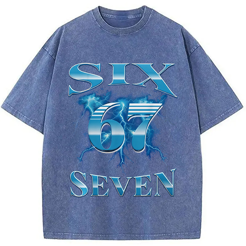 Modecanvas Six Seven 67 Meme DTG Printing Washed T-Shirt