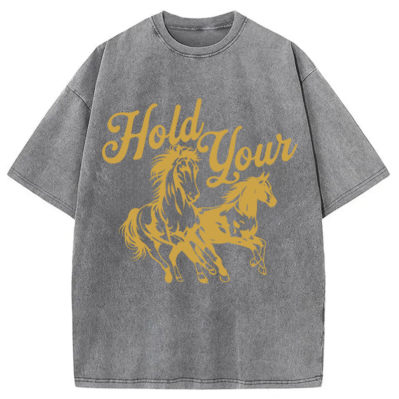 Modecanvas Hold Your Horses DTG Printing Washed T-Shirt