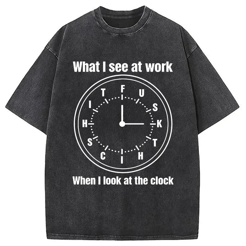 Modecanvas Funny Work Clock Frustration DTG Printing Washed T-Shirt