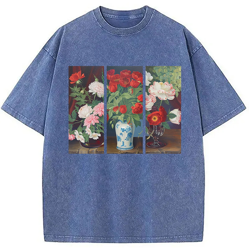 Modecanvas Van Gogh Flower Washed T-Shirt