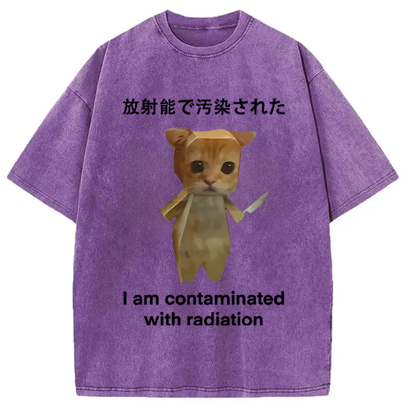 Modecanvas Kitten Contaminated By Radiation Washed T-Shirt-modecanvas