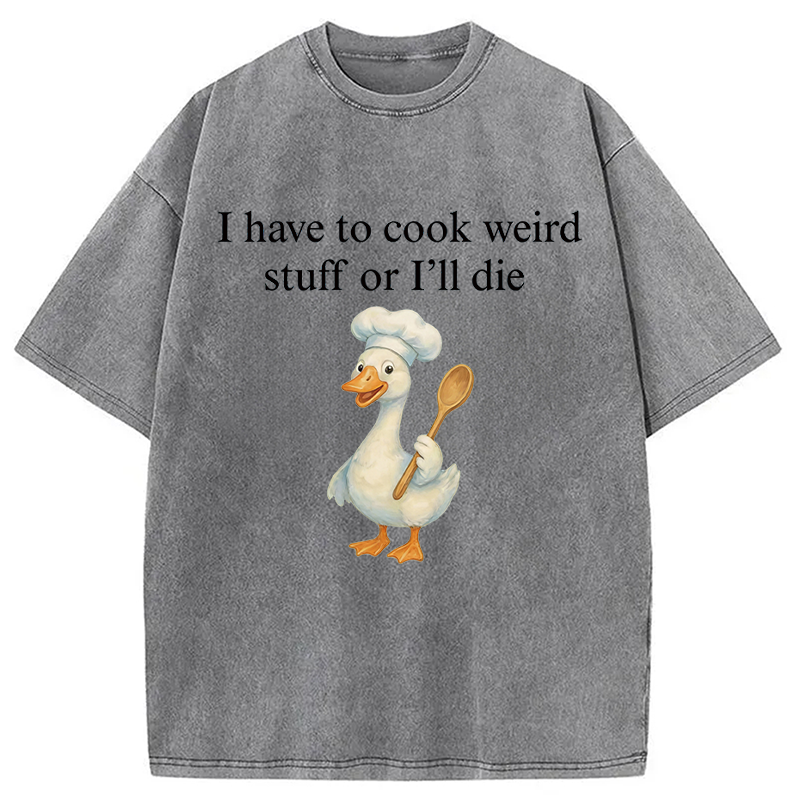 Modecanvas Silly Goose Baker Funny Cooking Meme DTG Printing Washed T-Shirt-modecanvas