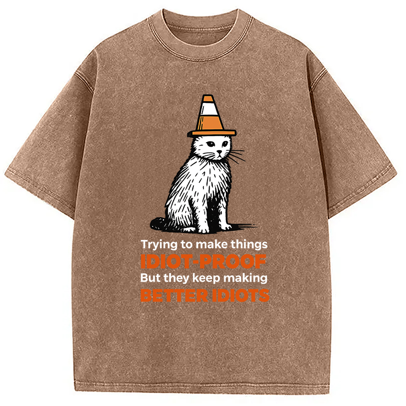 Modecanvas Stupid Cat Washed T-Shirt