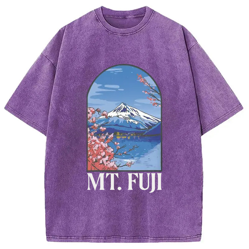 Modecanvas Mt. Fuji Cherry Blossom Japanese Washed T-Shirt