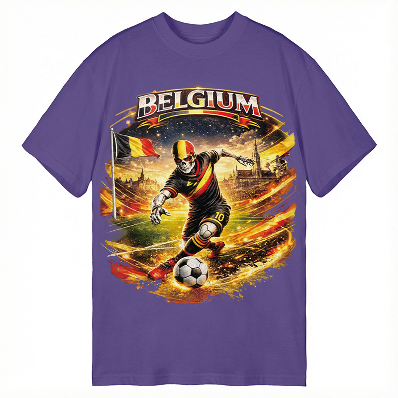 Modecanvas Belgium Soccer Skull DTG Printing Classic T-Shirt-modecanvas