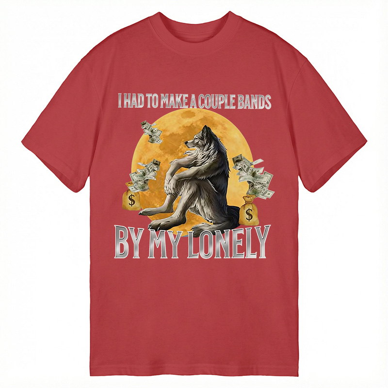 Modecanvas Lonely Alpha Wolf Meme DTG Printing Classic T-Shirt-modecanvas