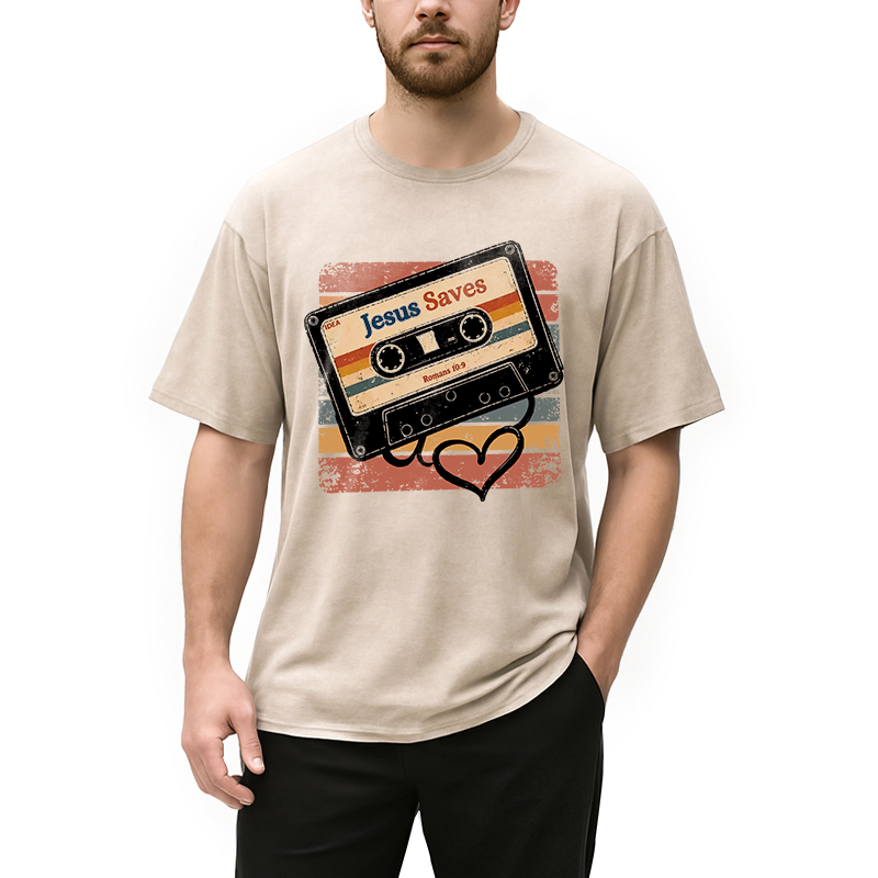 Modecanvas Jesus Saves DTG Printing Washed T-Shirt