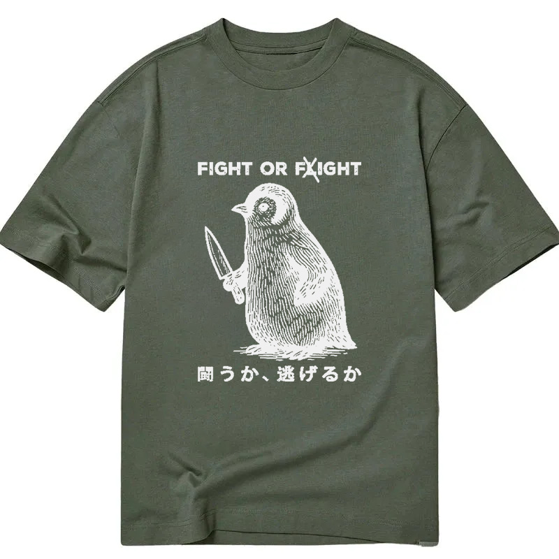 Modecanvas Funny Fight Or Flight DTG Printing Classic T-Shirt-modecanvas