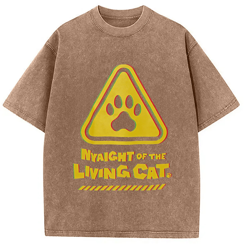 Modecanvas Cat Warning DTG Printing Washed T-Shirt