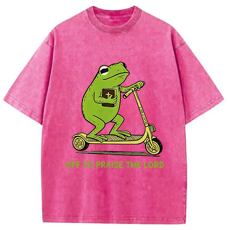Modecanvas Frog Went To Praise God DTG Printing Washed T-Shirt