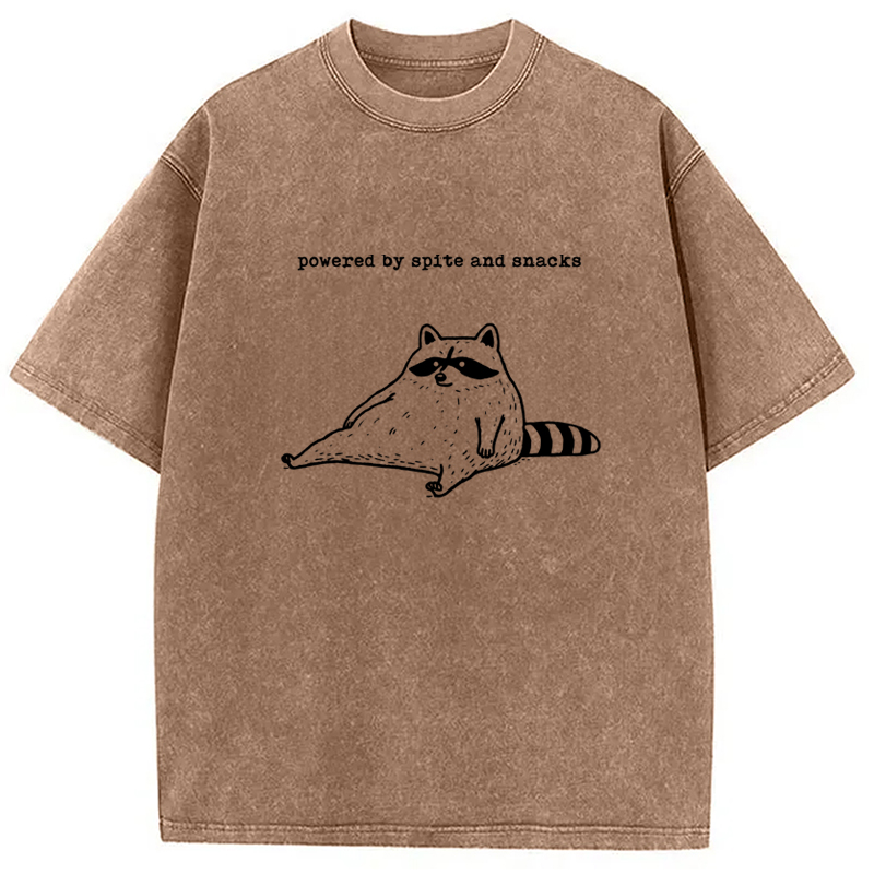 Modecanvas Powered by Spite and Snacks Funny Washed T-Shirt