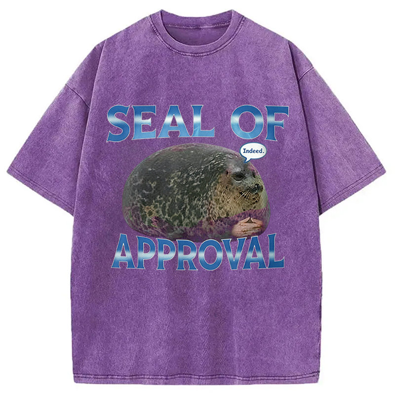 Modecanvas Seal Of Approval Meme DTG Printing Washed T-Shirt