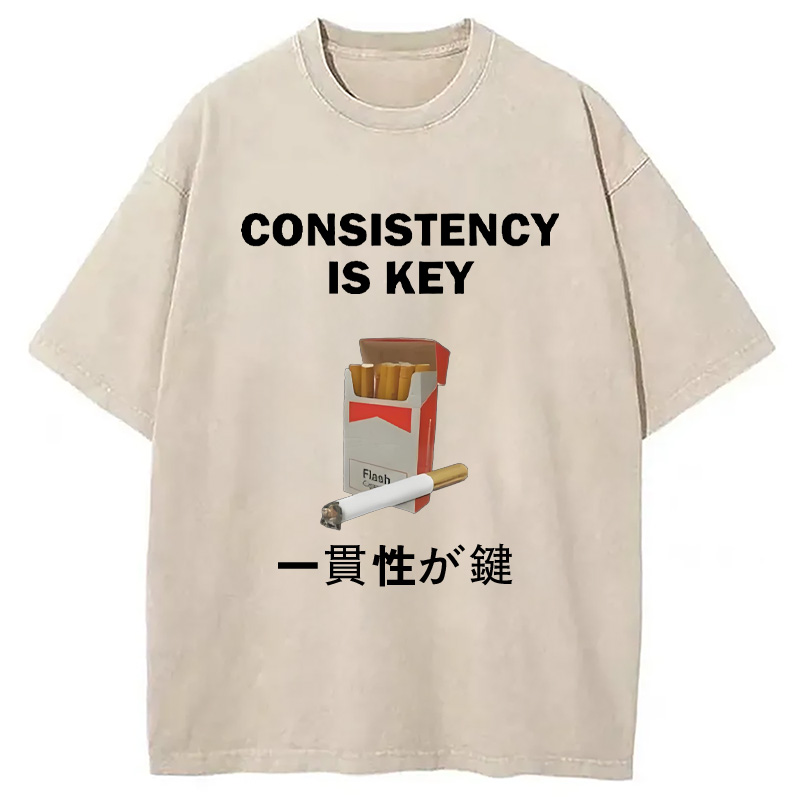 Modecanvas Consistency Is Key Cigarette Washed T-Shirt