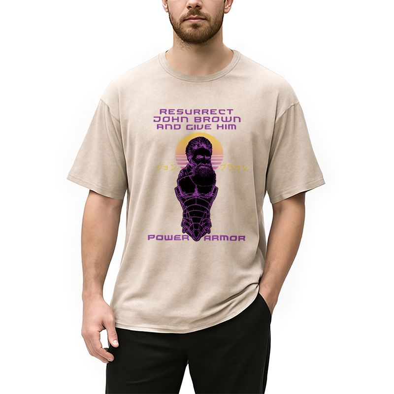 Modecanvas Resurrect John Brown And Give Him Power Armor Washed T-Shirt