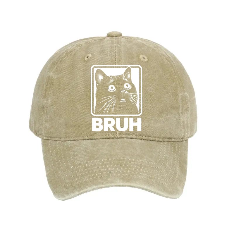 Modecanvas BRUH Cat Washed Cap-modecanvas