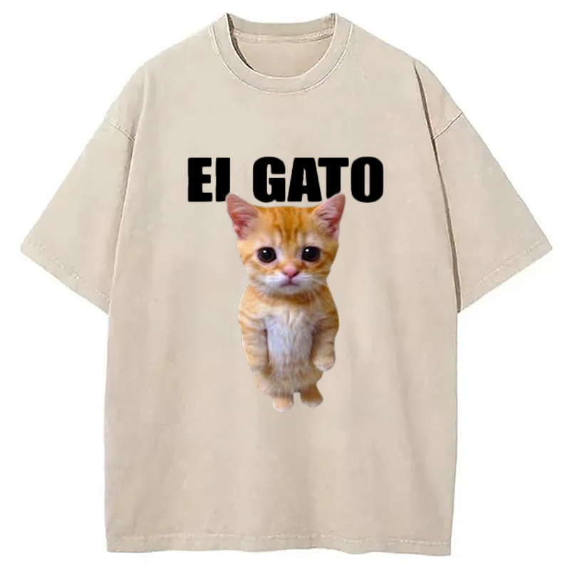 Modecanvas Sad Crying Cat Meme Washed T-Shirt