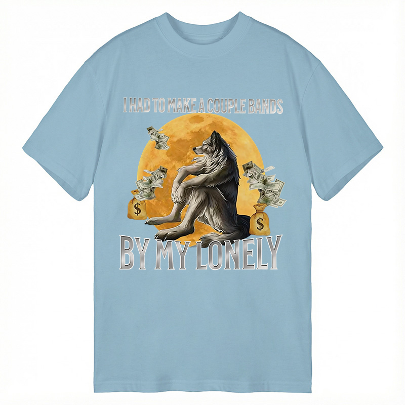 Modecanvas Lonely Alpha Wolf Meme DTG Printing Classic T-Shirt-modecanvas
