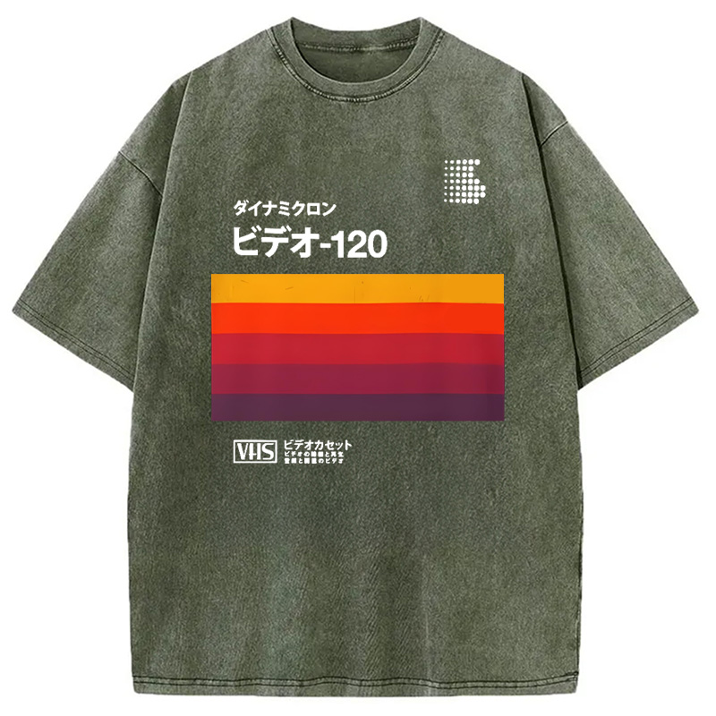 Modecanvas Retro Japanese VHS Cassette Washed T-Shirt