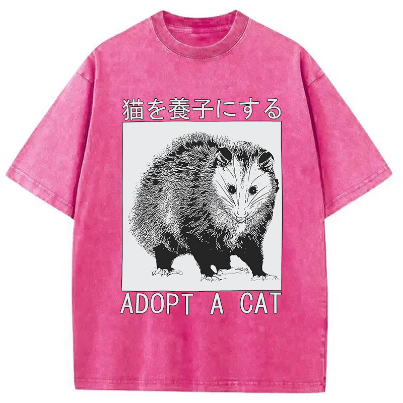 Modecanvas Adopt a Cat Japanese Washed T-Shirt