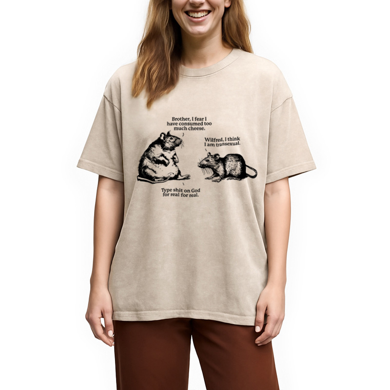Modecanvas Rats Too Much Cheese Washed T-Shirt