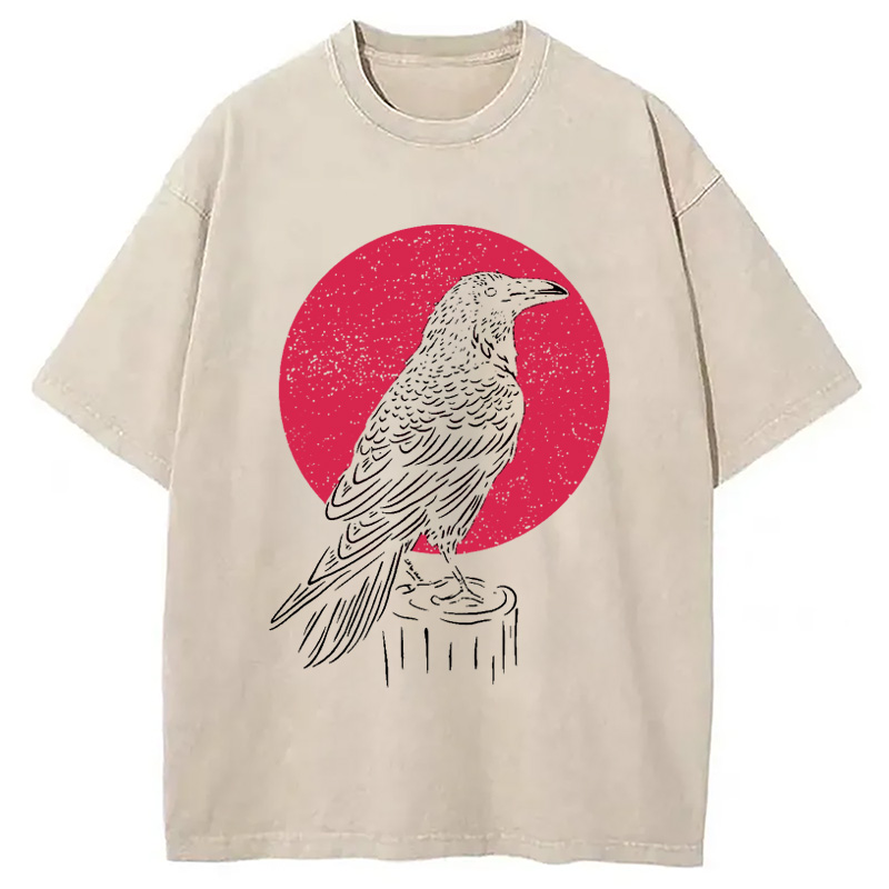 Modecanvas Viking Raven Crow Witchcraft Occult Pagan Washed T-Shirt