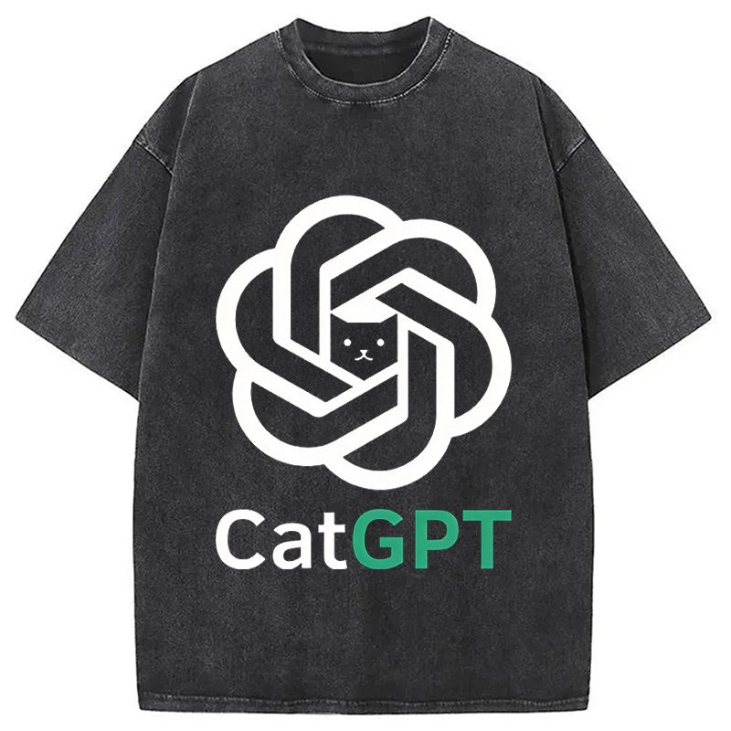 Modecanvas CatGPT DTG Printing Washed T-Shirt